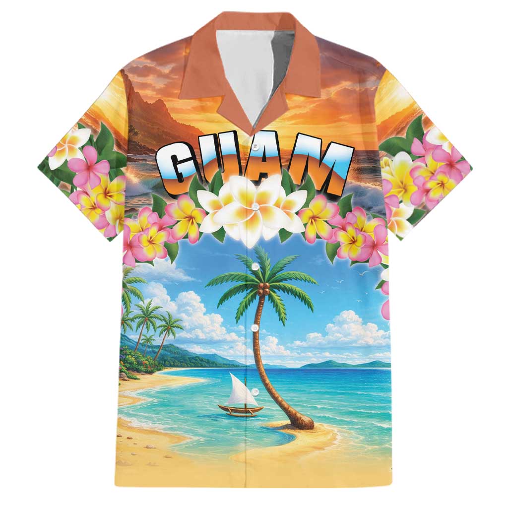 Guam Family Matching Short Sleeve Bodycon Dress and Hawaiian Shirt Eternal Summer Sunset Beach
