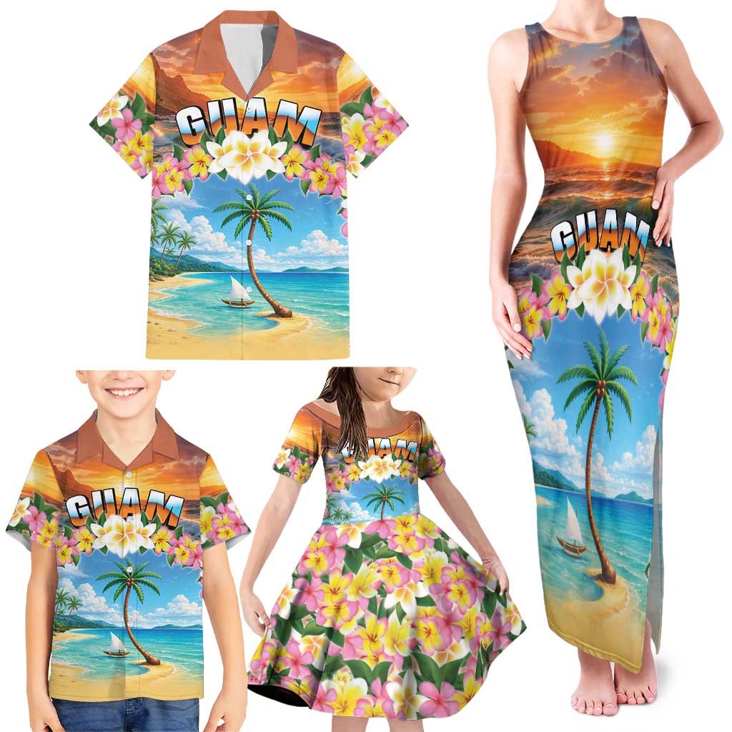Guam Family Matching Tank Maxi Dress and Hawaiian Shirt Eternal Summer Sunset Beach LT05 - Polynesian Pride
