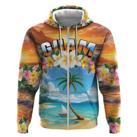 Guam Hoodie Eternal Summer Sunset Beach LT05 Zip Hoodie Colorful - Polynesian Pride