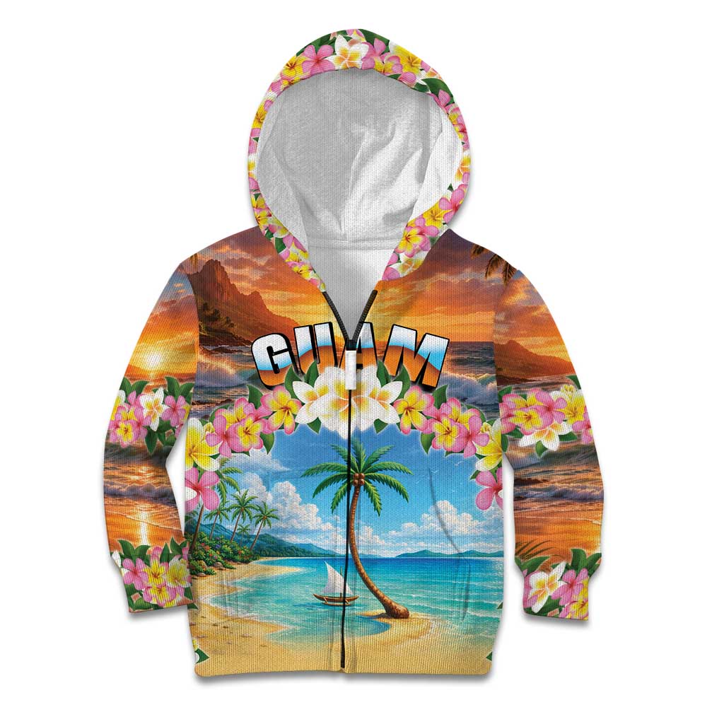 Guam Kid Hoodie Eternal Summer Sunset Beach LT05 Zip Hoodie Colorful - Polynesian Pride