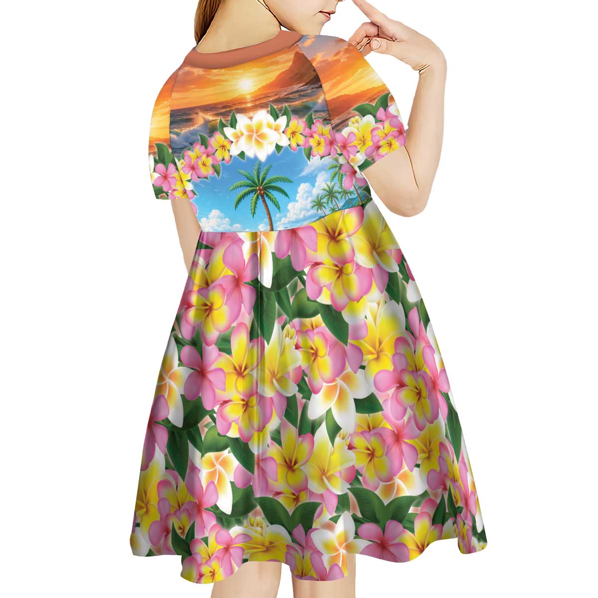 Guam Kid Short Sleeve Dress Eternal Summer Sunset Beach LT05 - Polynesian Pride