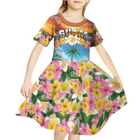 Guam Kid Short Sleeve Dress Eternal Summer Sunset Beach LT05 - Polynesian Pride