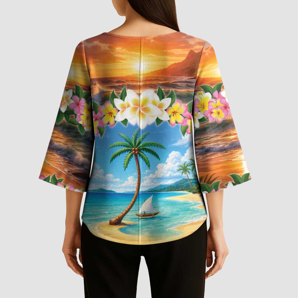 Guam Kimono Sleeve Blouse Eternal Summer Sunset Beach LT05 - Polynesian Pride
