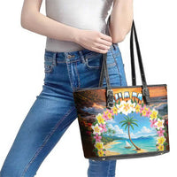 Guam Leather Tote Bag Eternal Summer Sunset Beach LT05 - Polynesian Pride