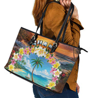 Guam Leather Tote Bag Eternal Summer Sunset Beach LT05 - Polynesian Pride