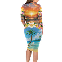 Guam Long Sleeve Bodycon Dress Eternal Summer Sunset Beach LT05 - Polynesian Pride