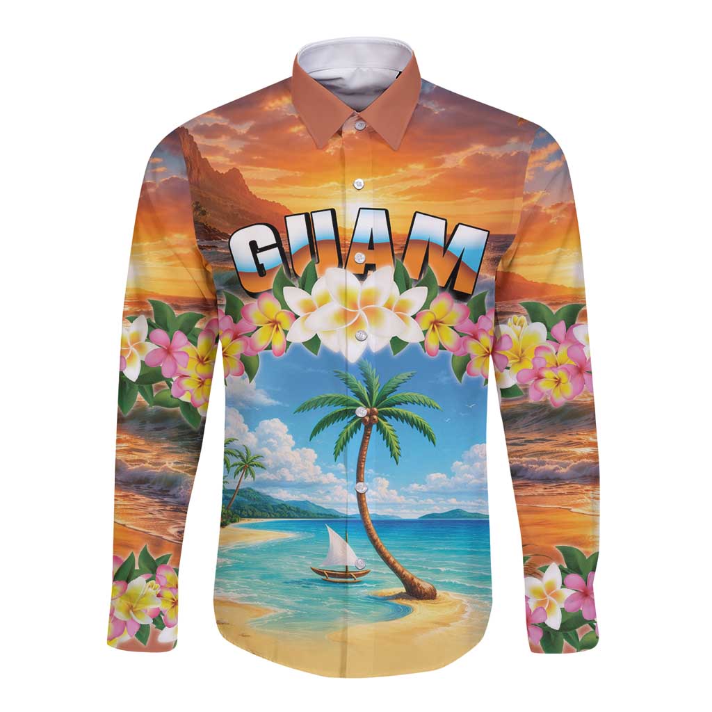 Guam Long Sleeve Button Shirt Eternal Summer Sunset Beach LT05 Unisex Colorful - Polynesian Pride