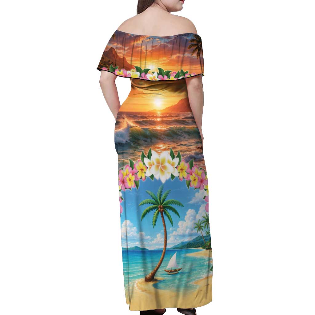 Guam Off Shoulder Maxi Dress Eternal Summer Sunset Beach LT05 - Polynesian Pride