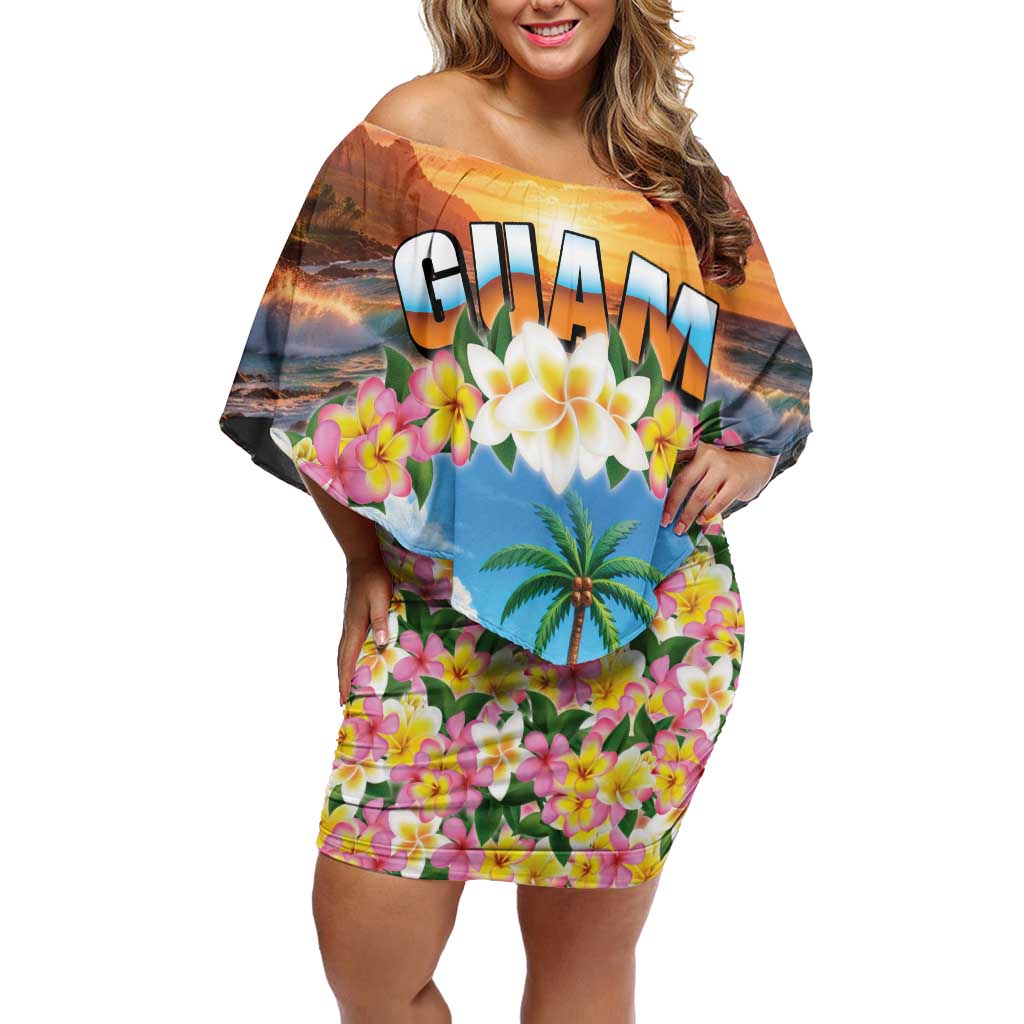 Guam Off Shoulder Short Dress Eternal Summer Sunset Beach LT05 Women Colorful - Polynesian Pride