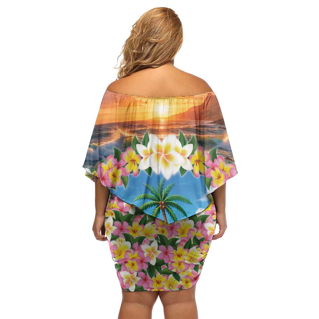 Guam Off Shoulder Short Dress Eternal Summer Sunset Beach LT05 - Polynesian Pride