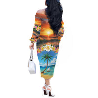Guam Off The Shoulder Long Sleeve Dress Eternal Summer Sunset Beach LT05 - Polynesian Pride
