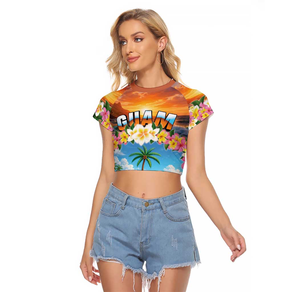 Guam Raglan Cropped T Shirt Eternal Summer Sunset Beach