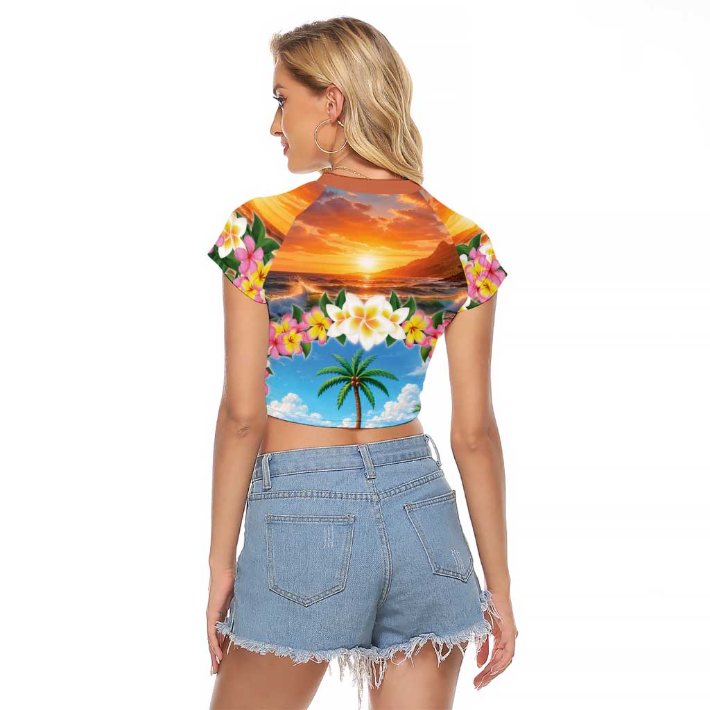 Guam Raglan Cropped T Shirt Eternal Summer Sunset Beach