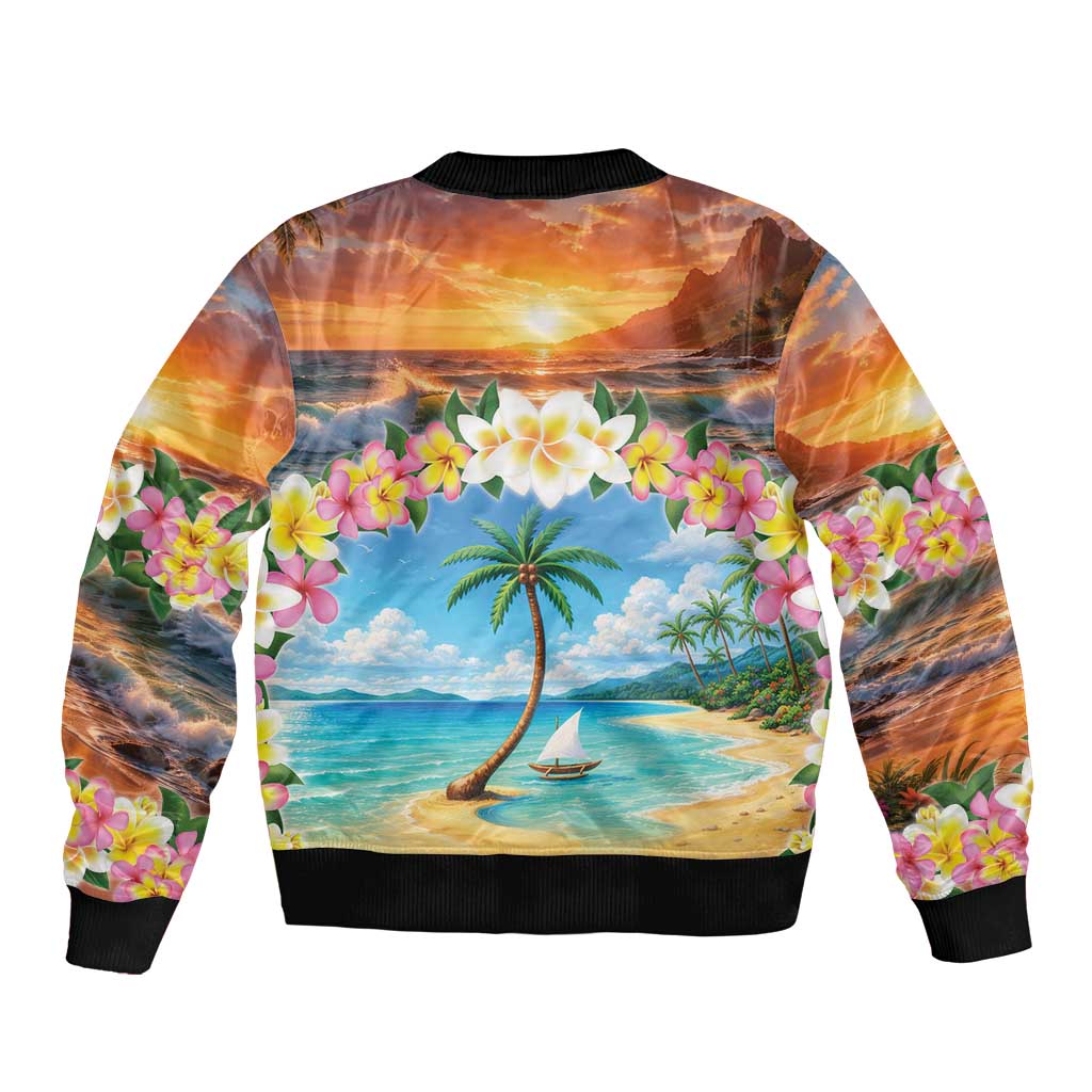 Guam Sleeve Zip Bomber Jacket Eternal Summer Sunset Beach LT05 - Polynesian Pride