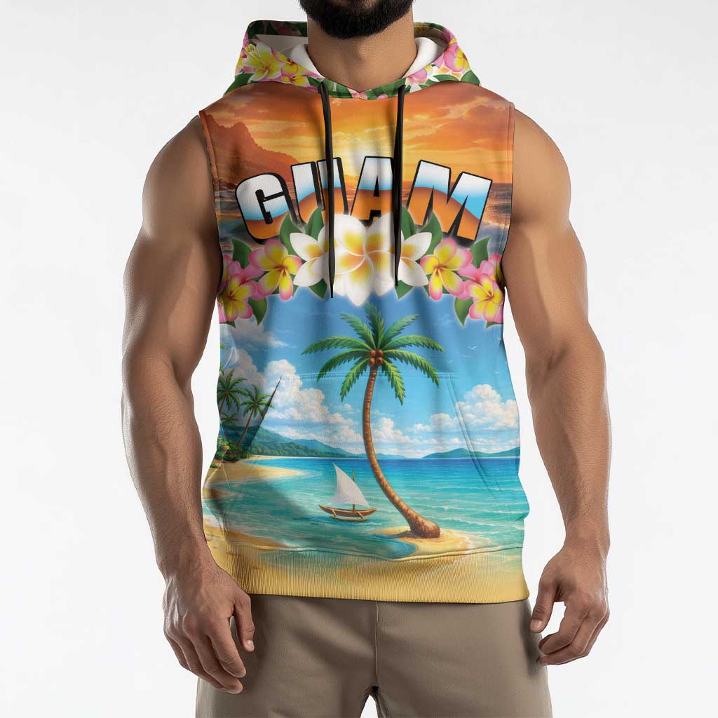 Guam Sleeveless Hoodie Eternal Summer Sunset Beach LT05 - Polynesian Pride