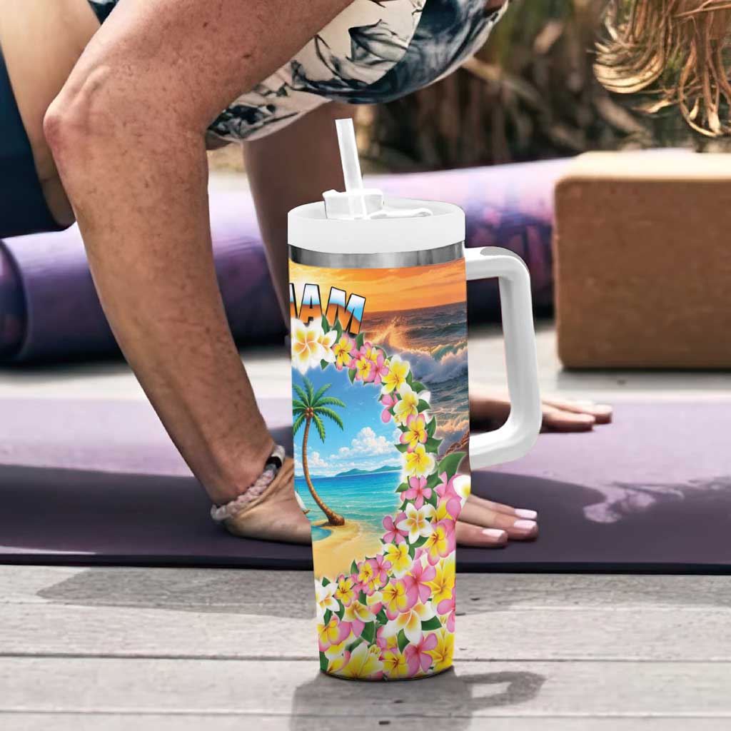 Guam Tumbler With Handle Eternal Summer Sunset Beach LT05 - Polynesian Pride