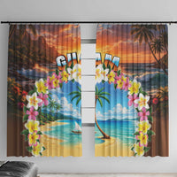 Guam Window Curtain Eternal Summer Sunset Beach LT05 With Hooks Colorful - Polynesian Pride