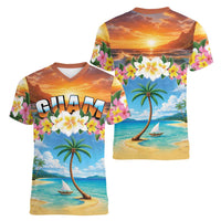 Guam Women V-Neck T-Shirt Eternal Summer Sunset Beach LT05 - Polynesian Pride