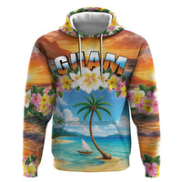 Guam Zip Hoodie Eternal Summer Sunset Beach LT05 Pullover Hoodie Colorful - Polynesian Pride