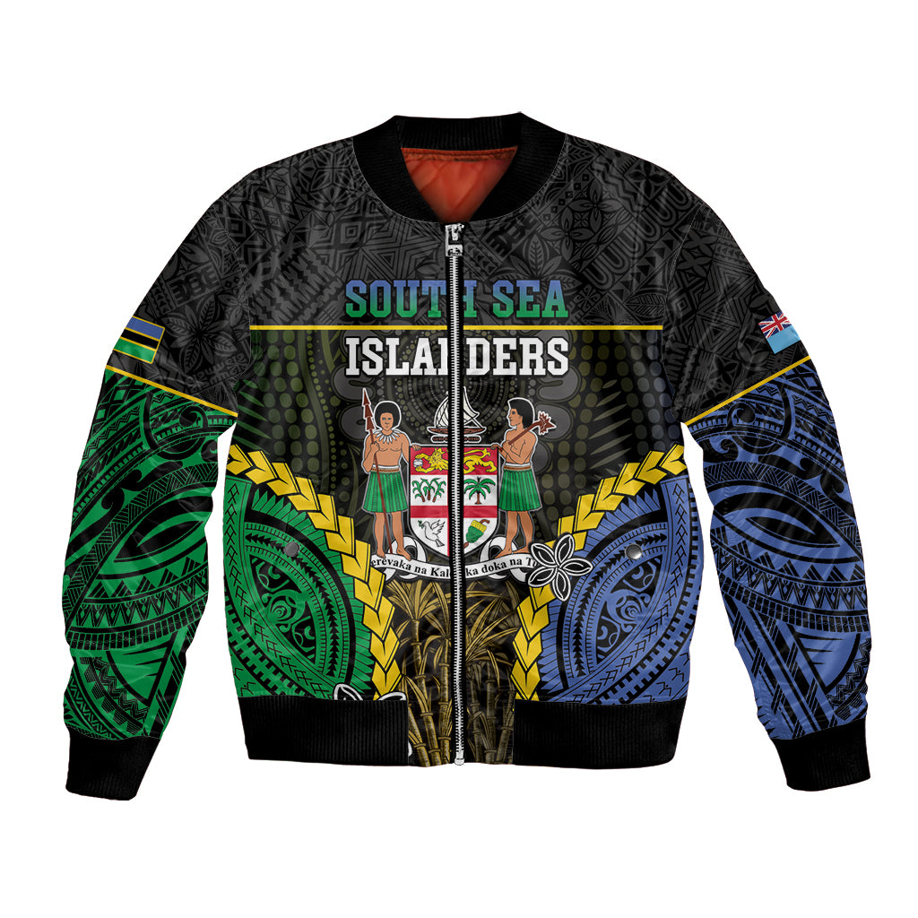Personalised South Sea Islanders And Fiji Bomber Jacket Kanakas Fijian Tapa Pattern