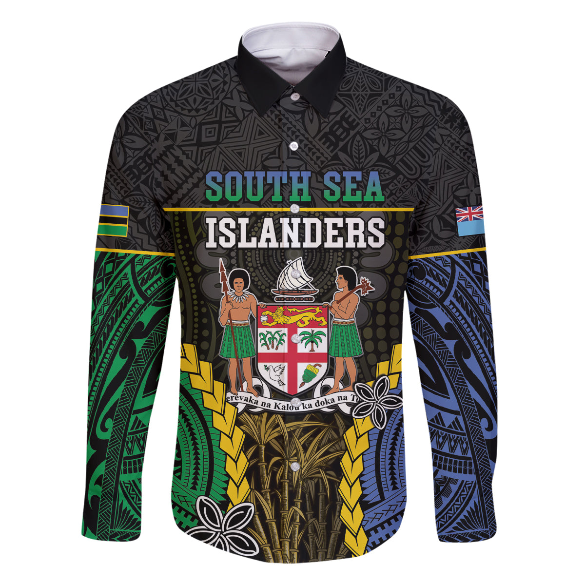 Personalised South Sea Islanders And Fiji Family Matching Off Shoulder Short Dress and Hawaiian Shirt Kanakas Fijian Tapa Pattern