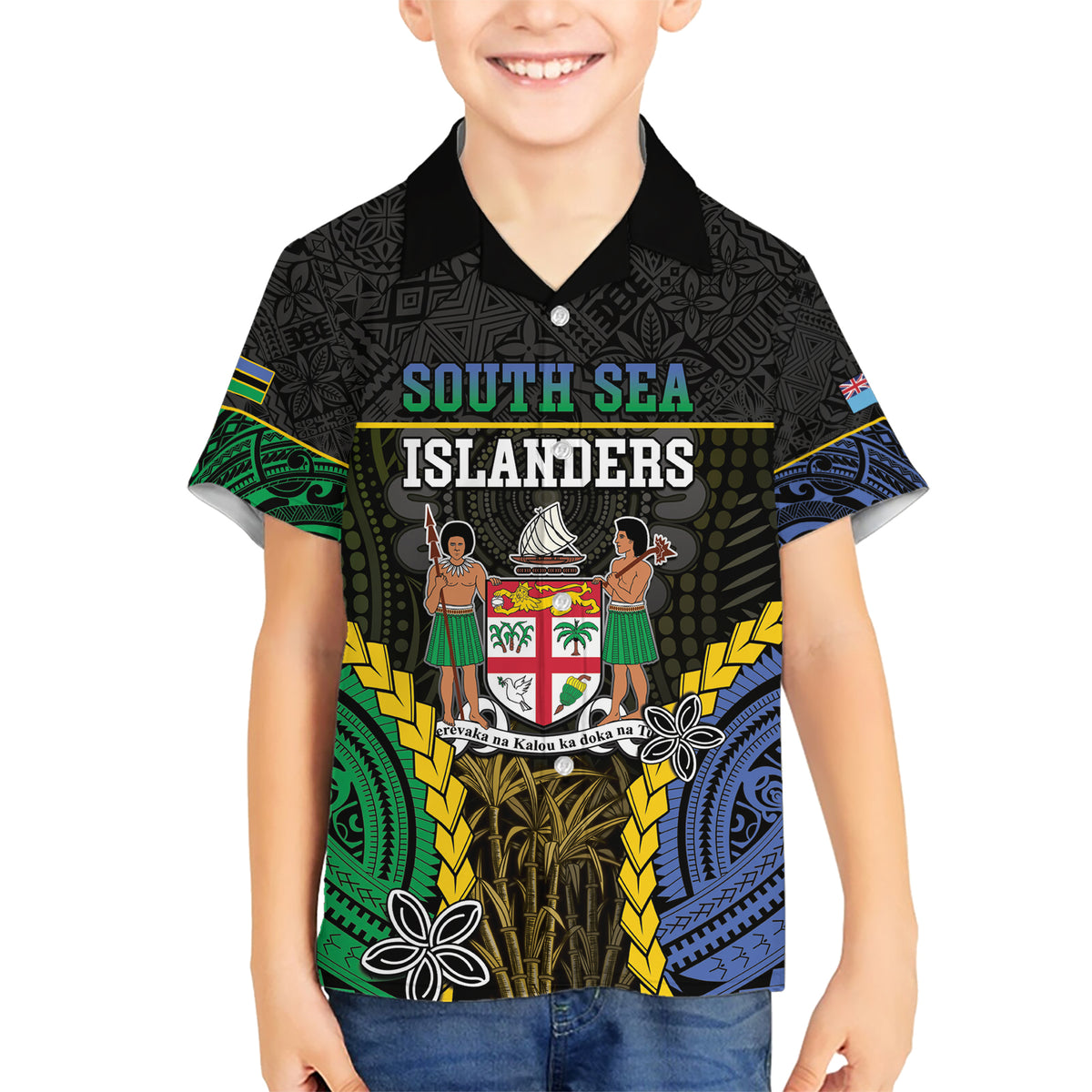 Personalised South Sea Islanders And Fiji Kid Hawaiian Shirt Kanakas Fijian Tapa Pattern