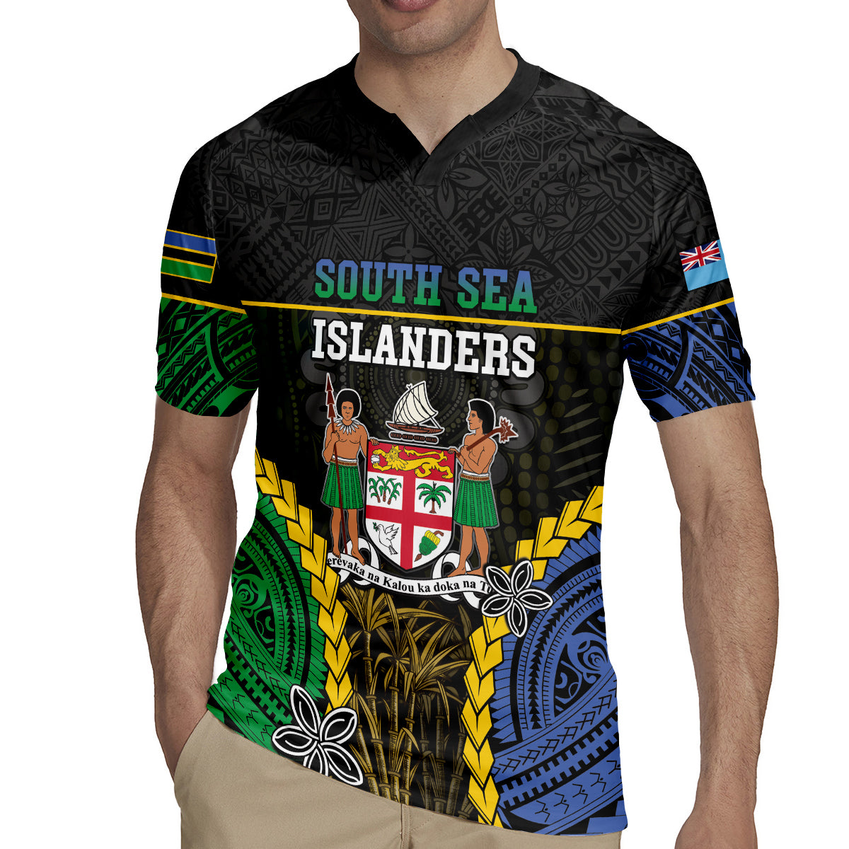 Personalised South Sea Islanders And Fiji Rugby Jersey Kanakas Fijian Tapa Pattern