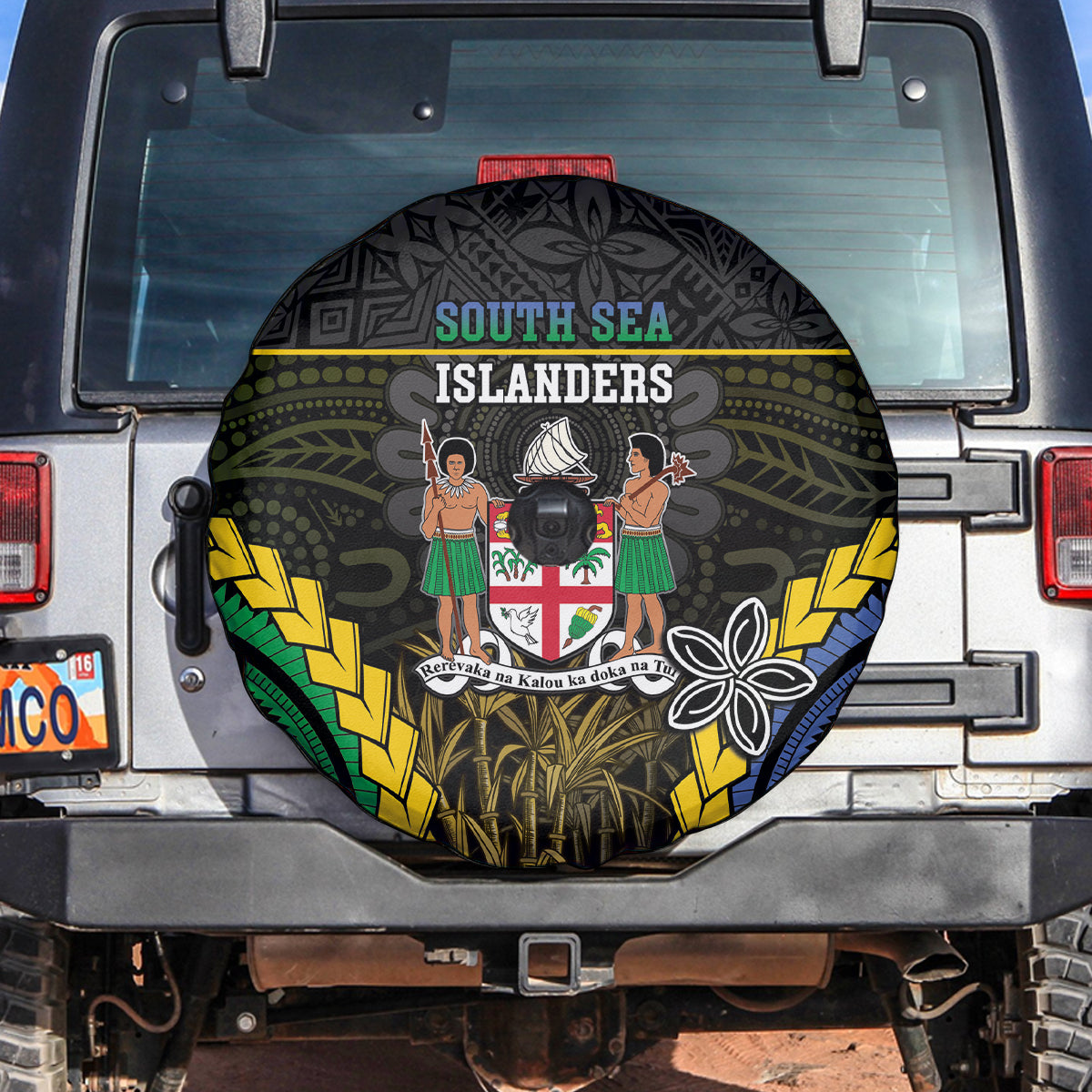 South Sea Islanders And Fiji Spare Tire Cover Kanakas Fijian Tapa Pattern