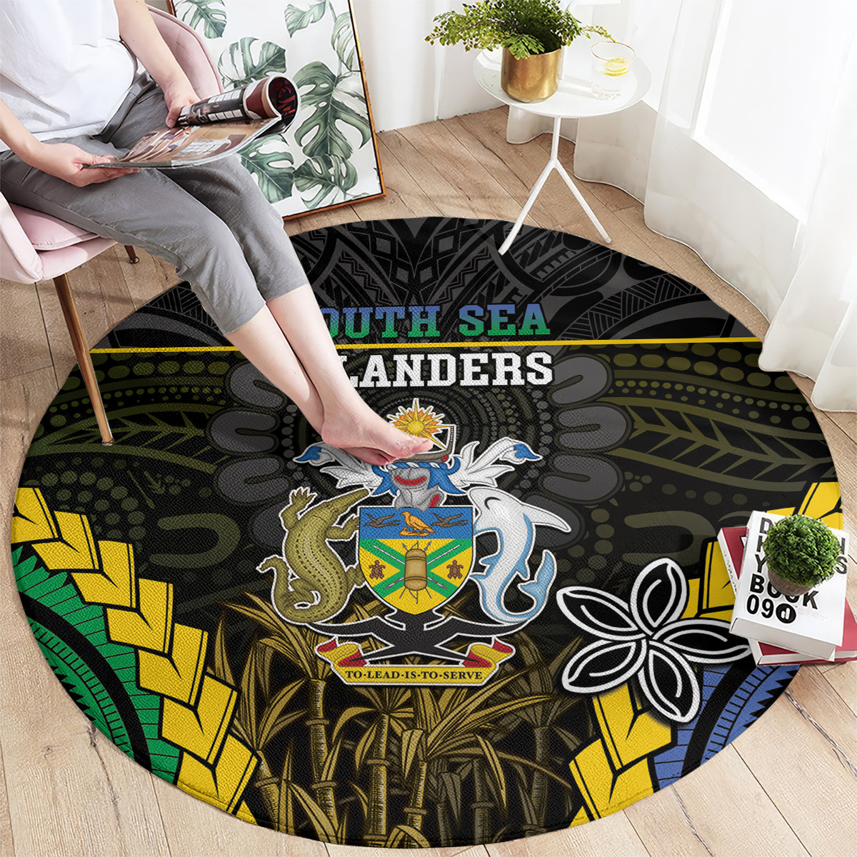 South Sea Islanders And Solomon Islands Round Carpet Kanakas Polynesian Pattern