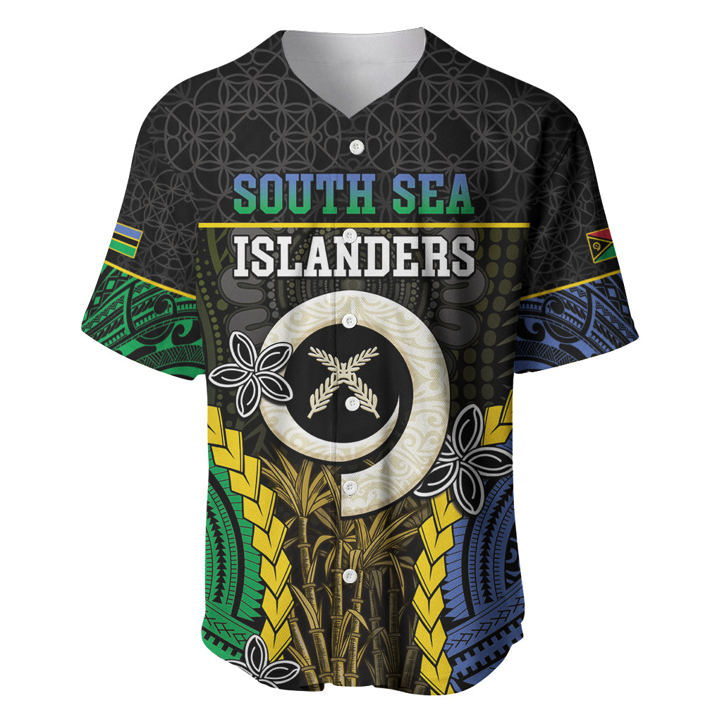 Personalised South Sea Islanders And Vanuatu Baseball Jersey Kanakas Sand Drawing Pattern