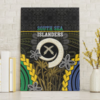 South Sea Islanders And Vanuatu Canvas Wall Art Kanakas Sand Drawing Pattern LT05 Without Frame Black - Polynesian Pride