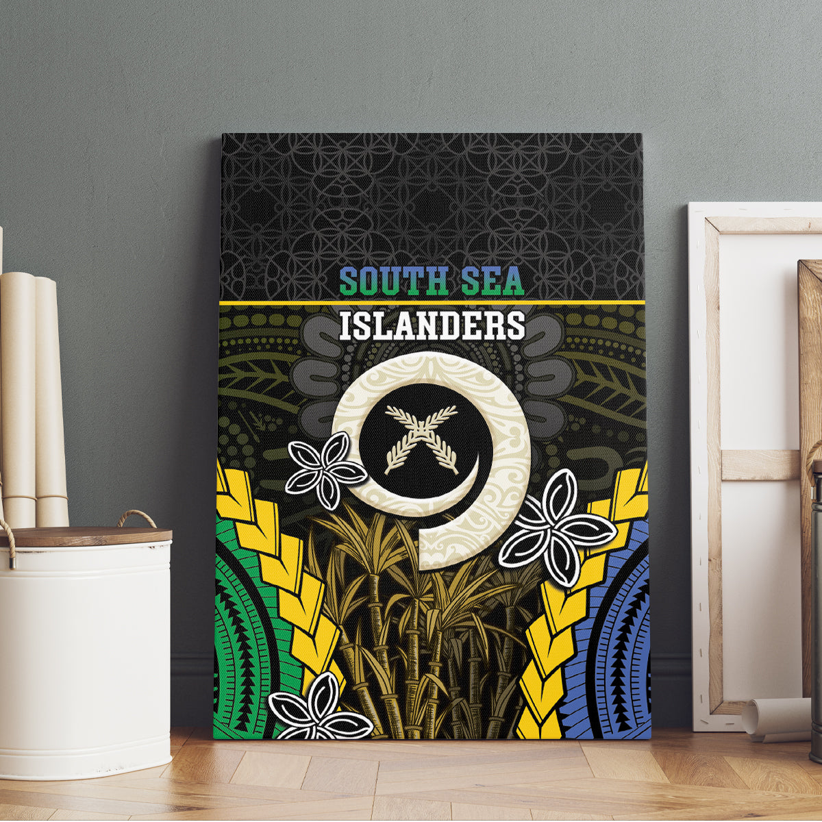 South Sea Islanders And Vanuatu Canvas Wall Art Kanakas Sand Drawing Pattern LT05 - Polynesian Pride