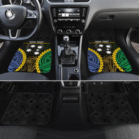 Personalised South Sea Islanders And Vanuatu Car Mats Kanakas Sand Drawing Pattern LT05 Set 4pcs Black - Polynesian Pride
