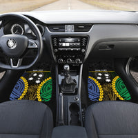 Personalised South Sea Islanders And Vanuatu Car Mats Kanakas Sand Drawing Pattern LT05 Set 2pcs - Front Black - Polynesian Pride