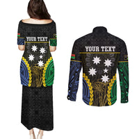Personalised South Sea Islanders And Vanuatu Couples Matching Puletasi and Long Sleeve Button Shirt Kanakas Sand Drawing Pattern LT05 - Polynesian Pride