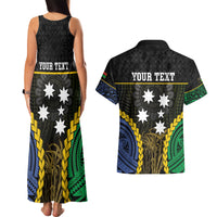 Personalised South Sea Islanders And Vanuatu Couples Matching Tank Maxi Dress and Hawaiian Shirt Kanakas Sand Drawing Pattern LT05 - Polynesian Pride