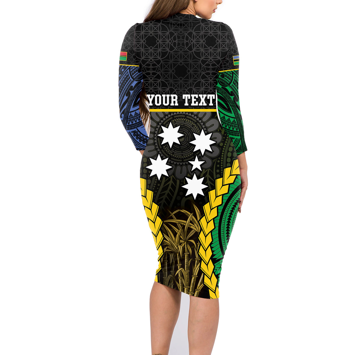 Personalised South Sea Islanders And Vanuatu Family Matching Long Sleeve Bodycon Dress and Hawaiian Shirt Kanakas Sand Drawing Pattern LT05 - Polynesian Pride