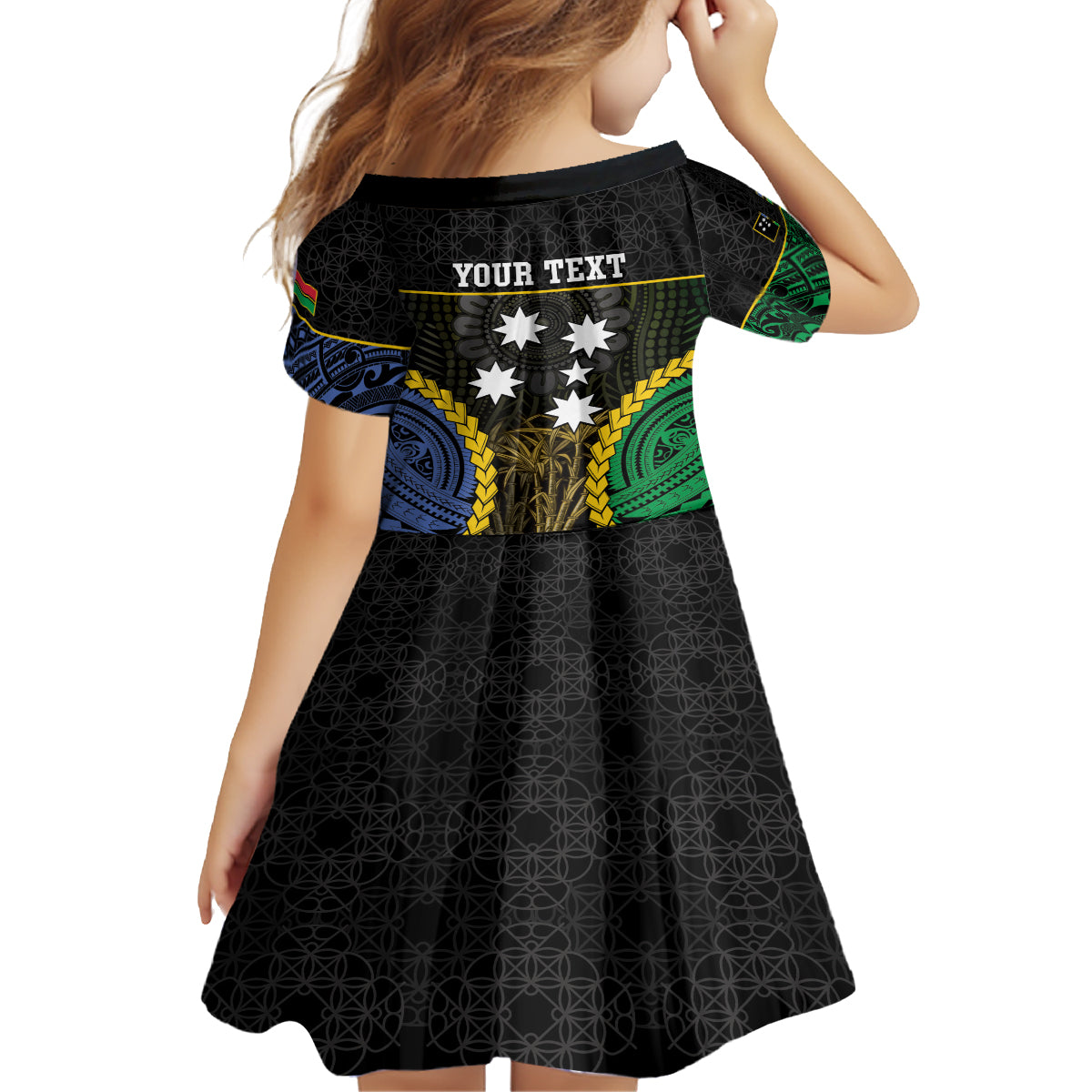 Personalised South Sea Islanders And Vanuatu Family Matching Off Shoulder Short Dress and Hawaiian Shirt Kanakas Sand Drawing Pattern