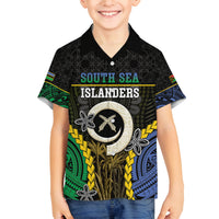 Personalised South Sea Islanders And Vanuatu Family Matching Off Shoulder Short Dress and Hawaiian Shirt Kanakas Sand Drawing Pattern