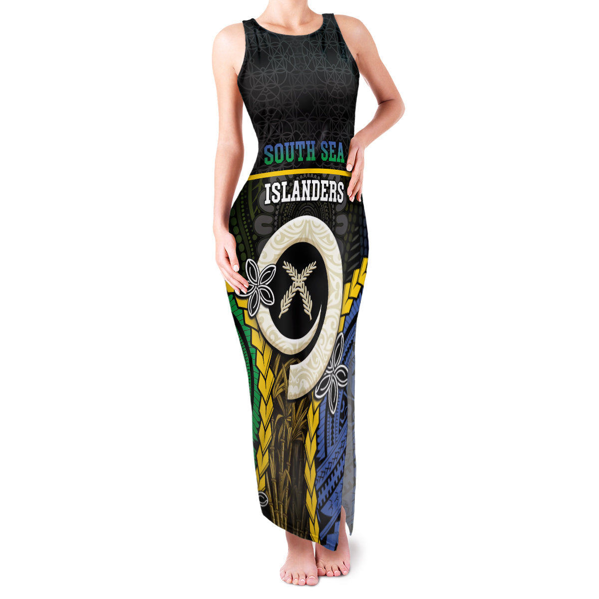 Personalised South Sea Islanders And Vanuatu Family Matching Tank Maxi Dress and Hawaiian Shirt Kanakas Sand Drawing Pattern