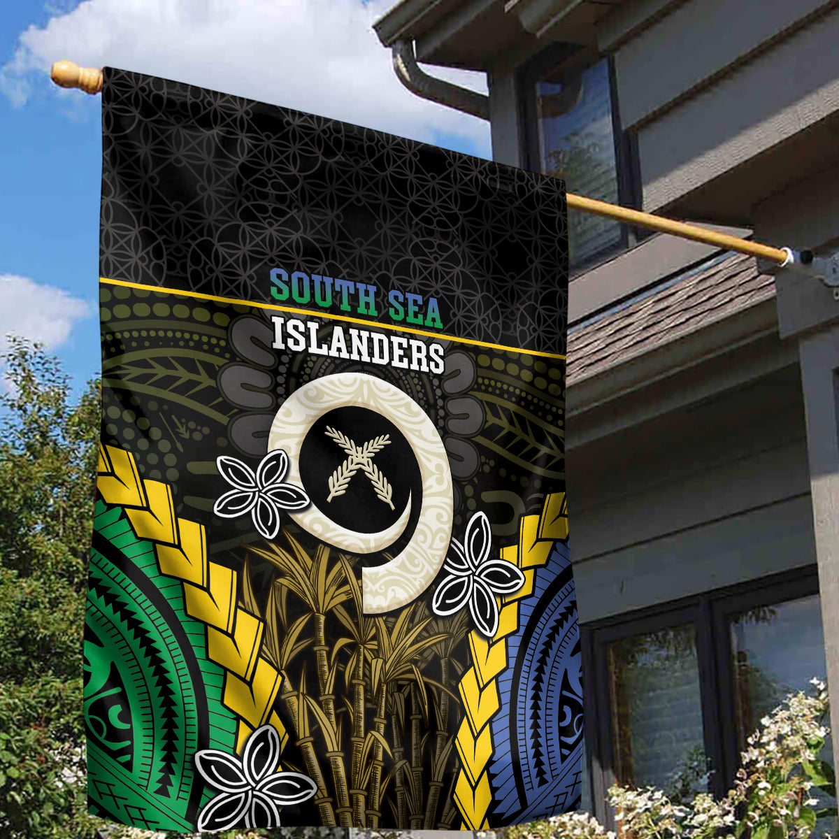 South Sea Islanders And Vanuatu Garden Flag Kanakas Sand Drawing Pattern LT05 - Polynesian Pride