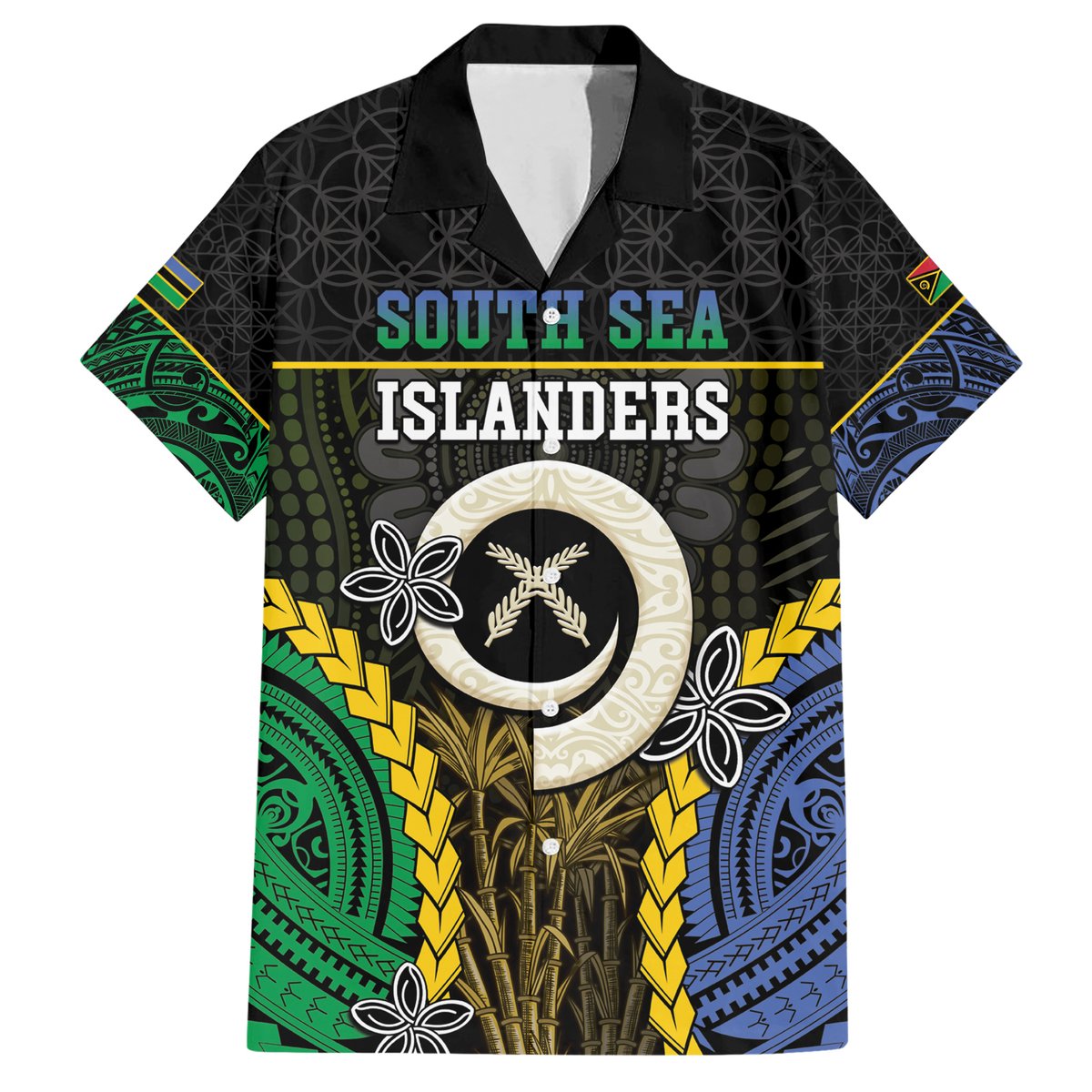 Personalised South Sea Islanders And Vanuatu Hawaiian Shirt Kanakas Sand Drawing Pattern LT05 Black - Polynesian Pride