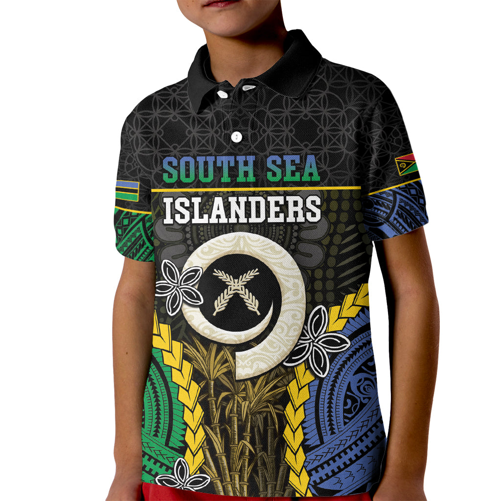 Personalised South Sea Islanders And Vanuatu Kid Polo Shirt Kanakas Sand Drawing Pattern