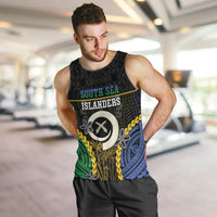 Personalised South Sea Islanders And Vanuatu Men Tank Top Kanakas Sand Drawing Pattern LT05 Black - Polynesian Pride
