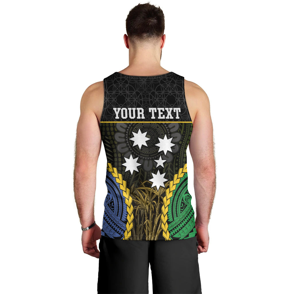 Personalised South Sea Islanders And Vanuatu Men Tank Top Kanakas Sand Drawing Pattern LT05 - Polynesian Pride