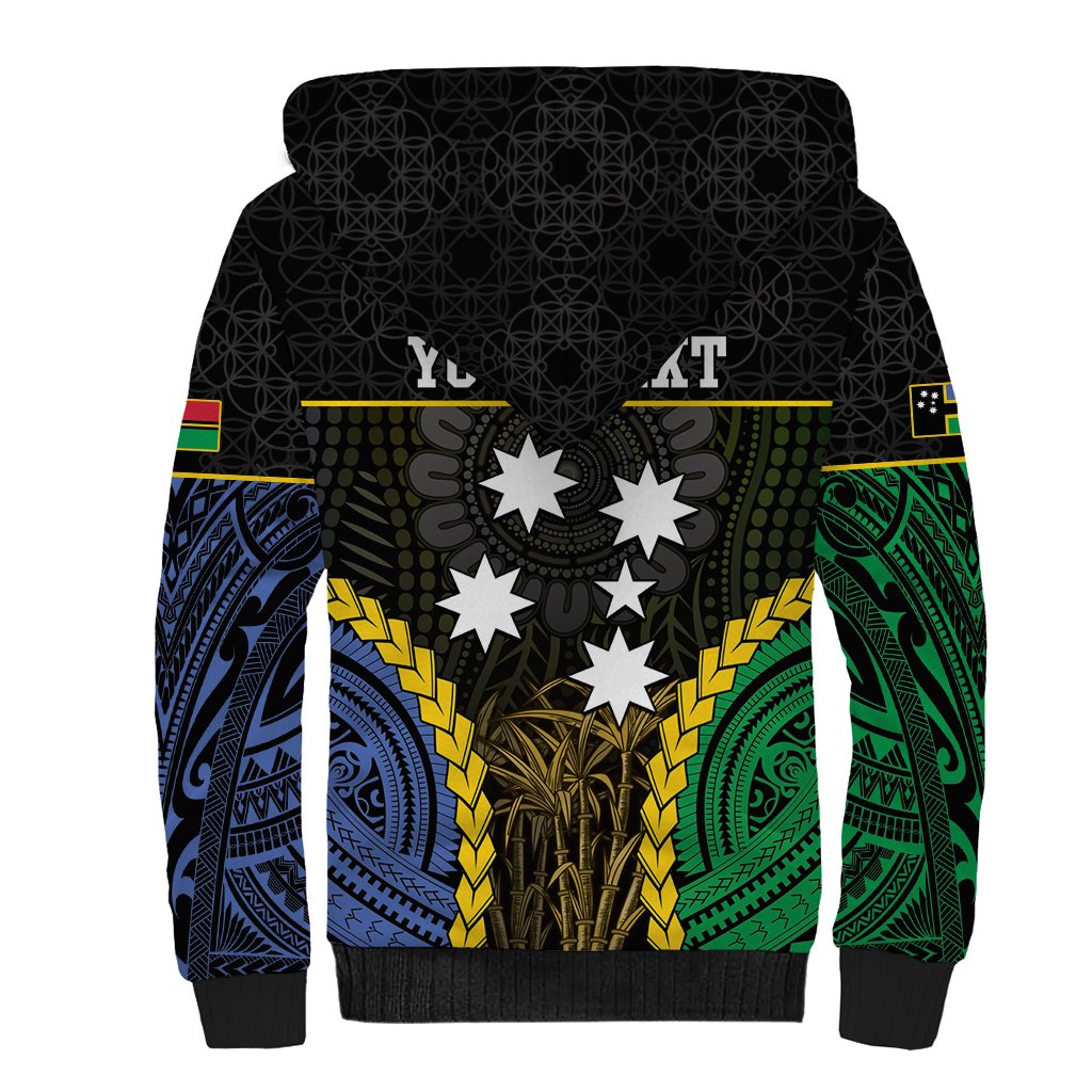 Personalised South Sea Islanders And Vanuatu Sherpa Hoodie Kanakas Sand Drawing Pattern LT05 - Polynesian Pride
