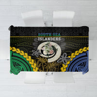 South Sea Islanders And Vanuatu Tablecloth Kanakas Sand Drawing Pattern LT05 Black - Polynesian Pride