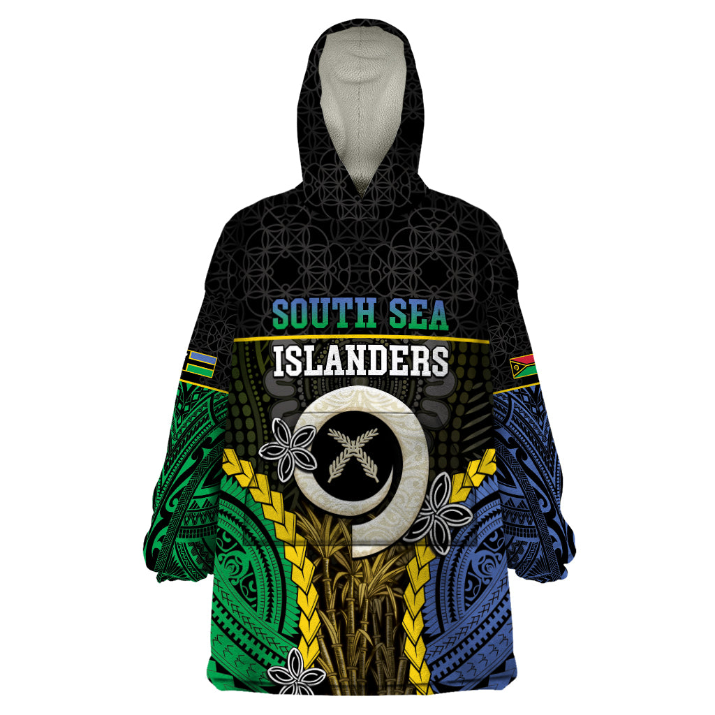 Personalised South Sea Islanders And Vanuatu Wearable Blanket Hoodie Kanakas Sand Drawing Pattern