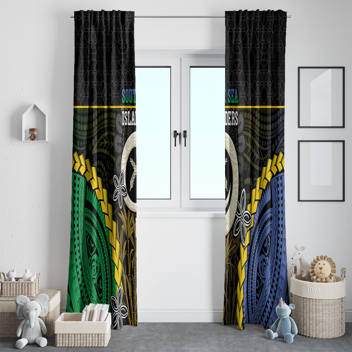 South Sea Islanders And Vanuatu Window Curtain Kanakas Sand Drawing Pattern LT05 - Polynesian Pride