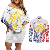 Philippines Couples Matching Off Shoulder Short Dress and Long Sleeve Button Shirt Katipunan Andres Bonifacio